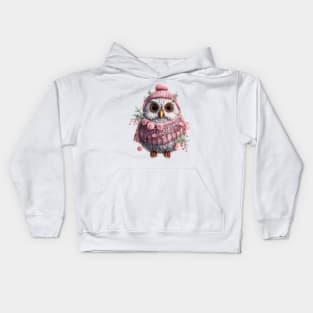 Pink Christmas Owl Kids Hoodie